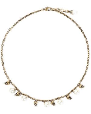 McQueen Collana Con Teschio Perlato - Metallizzato