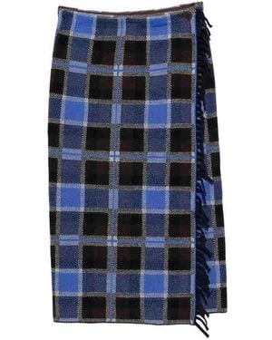Guest In Residence Wool And Cashemre Tartan Skirt - Blue