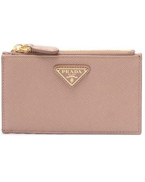 Prada Saffiano Leather Card Holder - Pink