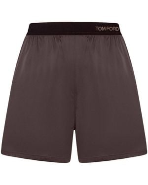 Tom Ford Silk Satin Shorts - Purple