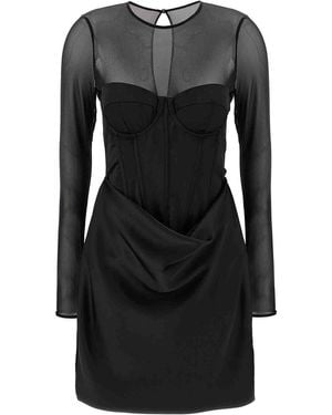ROTATE BIRGER CHRISTENSEN Satin Corset Mini Dress - Black