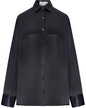 THE NINA STUDIO Oversized Silk Shirt - Blue