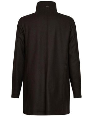 Herno Long High-Collar Coat With Fur Lining - Black