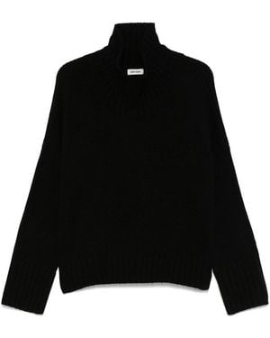 Soft Goat Cashmere Turtle-Neck Sweater - Black