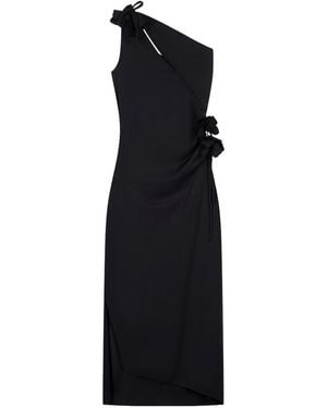 Coperni Asymmetric Flower Midi Dress - Blue