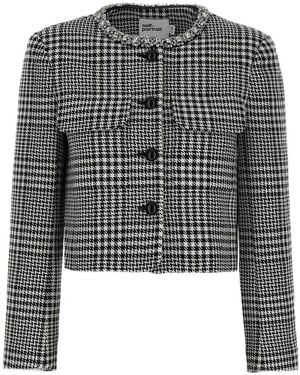 Self-Portrait Jacket With Houndstooth Pattern - Multicolour