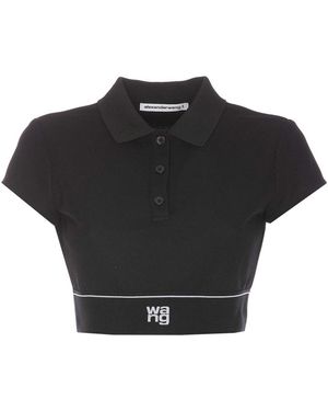 Alexander Wang Cropped Polo Top - Black