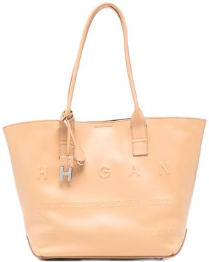 Hogan Small Leather Tote Bag - Natural