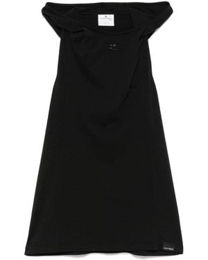 Courreges Cotton Hooded Logo-Embroidered Racerback Tank Top - Black
