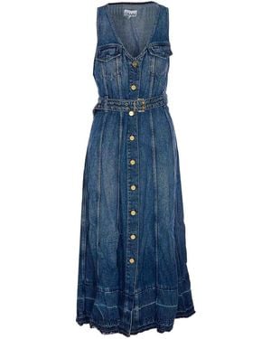 Ganni Denim Light Denim Belt Dress - Blue