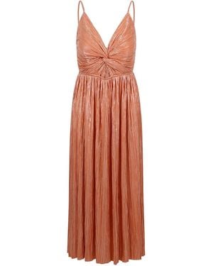 Sabina Musayev Pleated Midi Dress - Orange