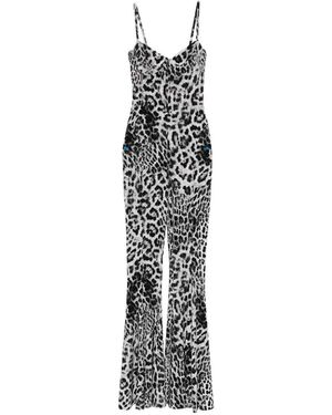 Norma Kamali Leopard Print Jumpsuit - White