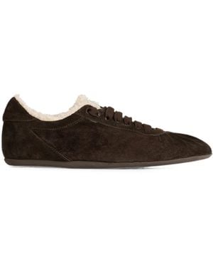 Dolce & Gabbana Suede Low-Top Trainers With Dg Logo - Brown