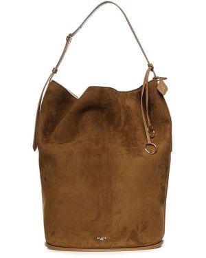 Alaïa Large Suede Bucket Bag - Brown