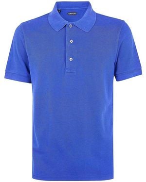 Tom Ford Lyocell Piquet Short Sleeves Polo Shirt - Blue