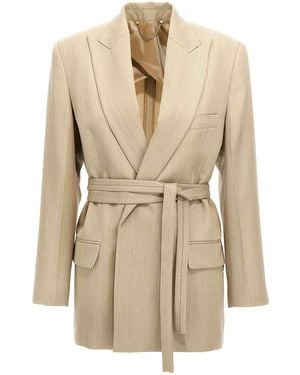 Victoria Beckham Belt Blazer - Natural