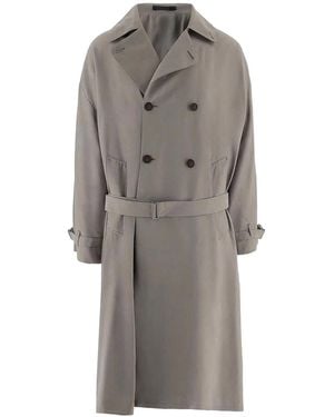 Giorgio Armani Oversized Double-Breasted Trench Coat - Gray