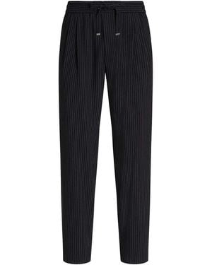 Dolce & Gabbana Pinstriped Wool Jogging Trousers - Black