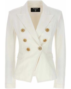 Balmain Stylish And Chic 6-Button Denim Jacket For - White