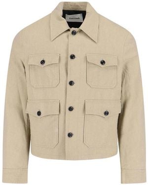 Tonywack Linen Blend Buttoned Jacket - Natural