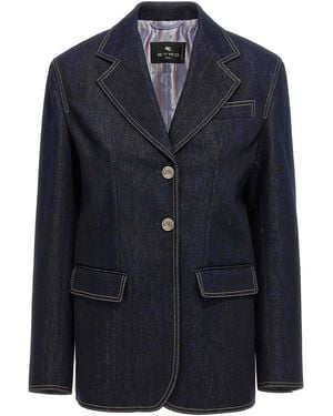 ジャケット ETRO 'Pegaso' single-breasted blazer Blue WRCA004399TTB54 ETRO patterned-jacquard single-breasted blazer - Blue