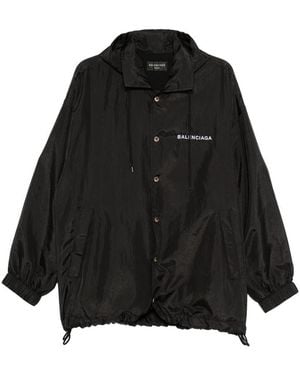 Balenciaga Windbreaker Jacket With Logo - Black