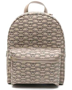 Emporio Armani Allover Logo Backpack - Grey