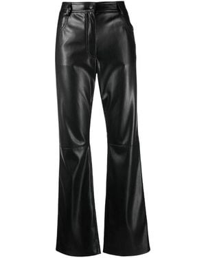 MSGM Pantalones De Cuero - Negro