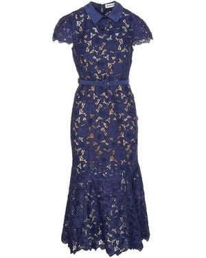 Self-Portrait Guipure Lace Midi Dress - Blue