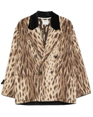 forte_forte Wool Blend Double-Breasted Jacket - Natural