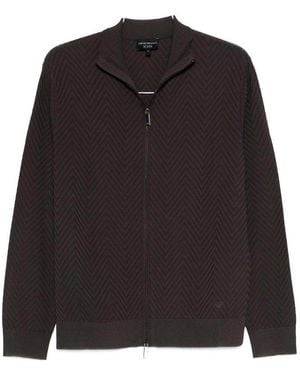 Emporio Armani Chevron Cardigan - Black