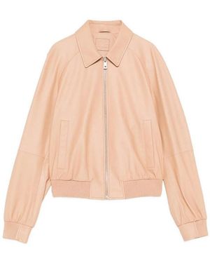DESA NINETEENSEVENTYTWO Leather Raglan Bomber Jacket - Natural