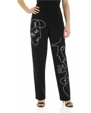 Moschino Cornely Embroidery Crepe Trousers - Black