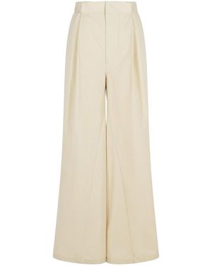 Maison Margiela Over Ivory Cotton Blend Trousers - Natural
