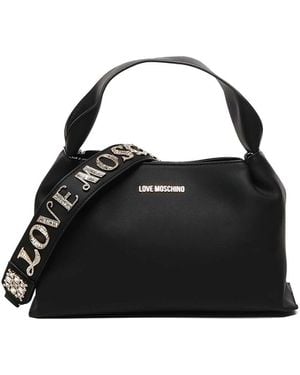 Love Moschino Mini Bag With Rhinestones - Black