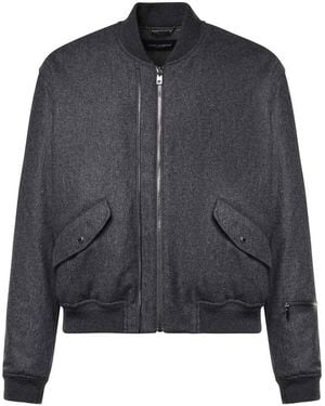 Dolce & Gabbana Wool Flannel Bomber Jacket - Black