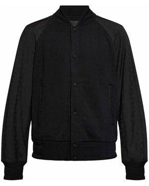 Givenchy Jacquard Wool Blend Knit Varsity Jacket - Black