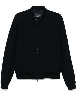 Emporio Armani Wool Blend Blouson Jacket - Black