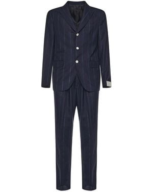 Eleventy Single-Breasted Pinstripe Suit - Blue