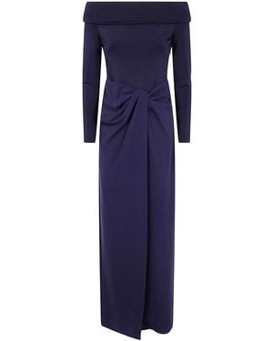 Ralph Lauren "Sakaris" Long Sleeves Gown Long Dress - Blue