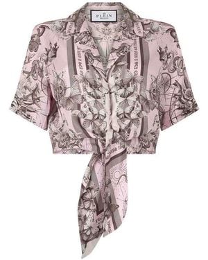 Philipp Plein Camicia Crop Con Stampa - Multicolore