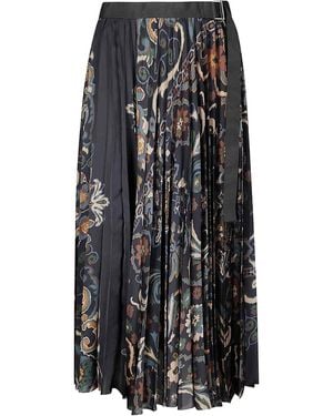 Sacai Floral Print Skirt - Black