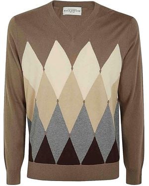 Ballantyne V Neck Pullover - Brown