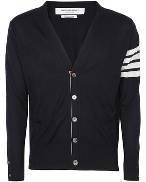 Thom Browne Merino Wool V-Neck Cardigan - Black