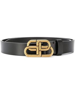 Balenciaga Bb Leather Belt - White