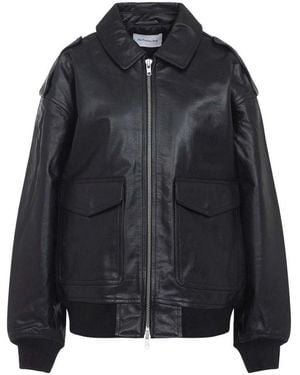 Frankie Shop Viper Leather Jacket - Black