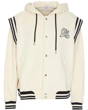 Off-White c/o Virgil Abloh Off Fleece Varsity Hoodie - Natural