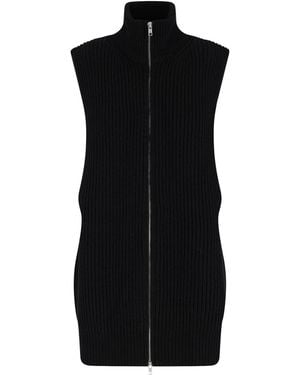 MM6 by Maison Margiela Wool Zip Vest - Black