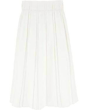 Jil Sander High Waist Pleated Midi Skirt - White