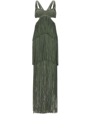 Hervé Léger 'Strappy Tiered Fringe' Dress - Green